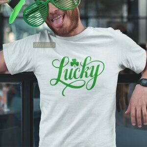 🆕Lucky Script White T-Shirt Graphic Tee